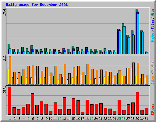 Daily usage for December 2021