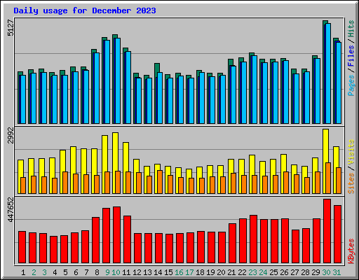 Daily usage for December 2023