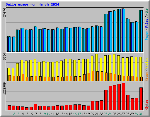 Daily usage for March 2024