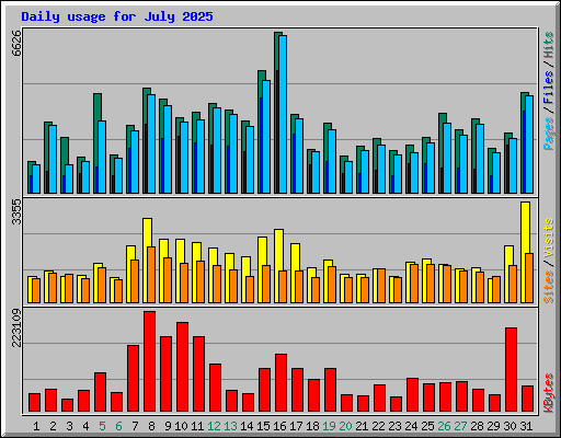 Daily usage for July 2025
